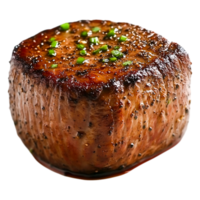 Perfectly Grilled Beef Steak with Herbs and Seasoning Garnish png