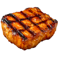 Grilled Salmon Fillet with Charred Lines and Juicy Texture on png