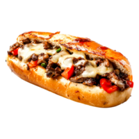 Delicious Sandwich with Beef, Peppers, and Cheese Toasted Bread Roll png