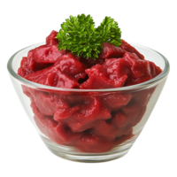 Fresh Red Tomato Paste in Glass Bowl with Parsley Garnish on Top png