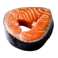 Fresh Salmon Sashimi Slice on Display with Unblemished Skin and Texture png