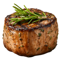 Grilled Beef Steak with Herbs Garnish on Isolated Background png
