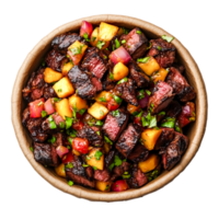Grilled Steak Cubes with Fresh Pineapple Salsa in a Bowl png