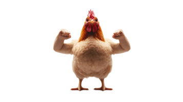 Muscular Chicken Flexing Assertive Pose Representing Physical Strength and Power png