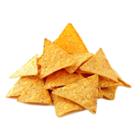Crunchy Triangular Corn Snacks Heap on Bright White Background png
