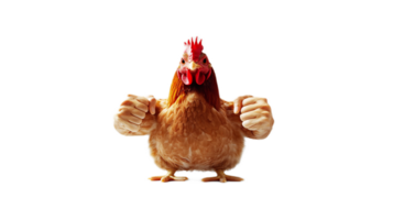 Fierce Chicken Flexing Its Powerful Arms in Fighting Pose png
