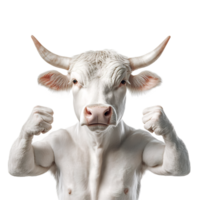 Muscular Bovine Portrait Symbolizing Strength and Resilience png