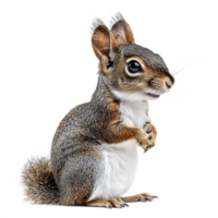 Curious Squirrel Sitting on White Background Observing Closely png