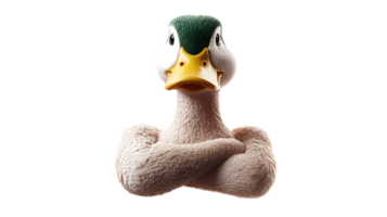 Muscular Duck Flexing Arms in Fighting Pose,Symbolizing Physical Strength and Aggression png