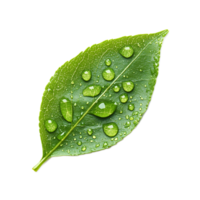 Dew Drops on a Green Leaf in Nature Transparent Background png