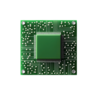 Detailed View of Electronic Microchip Circuit Board with Transparent Background png