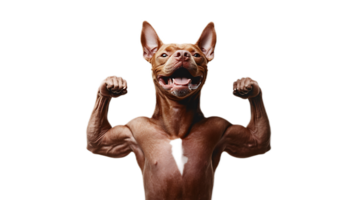 Muscular Dog Flexing Arms in Fierce Fighting Pose,Symbolizing Physical Strength and Determination png