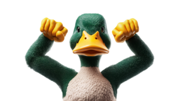 Muscular Duck in Fierce Fighting Pose,Symbolizing Physical Strength and Aggression png