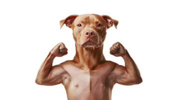 Muscular Dog in a Powerful Flexing Pose,Symbolizing Physical Strength and Determination png