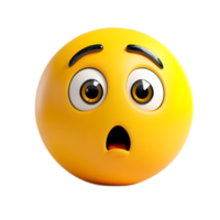 Surprised Emoji Character with Shocked Expression in Yellow Spherical 3D Render png