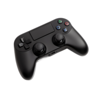 Black Wireless Gaming Controller with Colored Buttons on White Background png