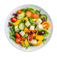 Fresh and Vibrant Mixed Salad Served on White Plate png
