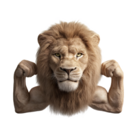 Muscular Lion with Powerful Arms Showcasing Incredible Strength and Dominance in the Wild png