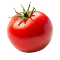 Juicy Red Tomato with Green Stem on White Background png
