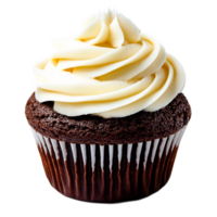 Irresistible Chocolate Cupcake with Creamy Frosting Topping png