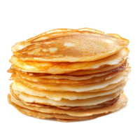 Appetizing Stack of Freshly Baked Fluffy Pancakes with Maple Syrup Drizzle png