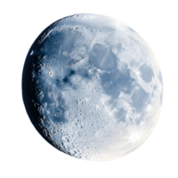 detalhado Visão do a encerar giboso lua com Está crateras e superfície características iluminado contra a Sombrio noite céu png