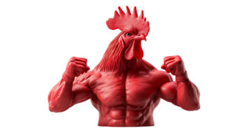 Powerful Rooster Fighter in Fierce Flexing Pose,Symbolizing Strength and Aggression png