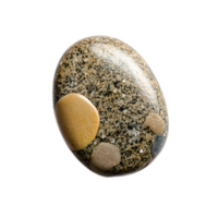 Smooth river stone with natural patterns and textures against white background png