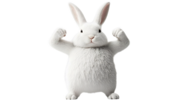 Muscular Rabbit Flexing Arms in Powerful Fighting Pose on White Background png