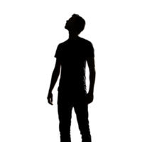 Silhouetted Figure Standing in Contemplative Pose Against Blank Background png