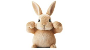 Muscular Rabbit Flexing Arms in Confident Fighting Pose png