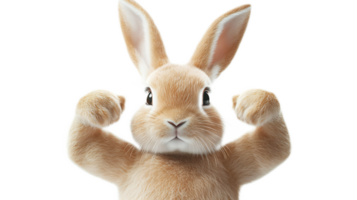 Confident Rabbit Flexing Strong Muscular Arms in Fighting Pose png