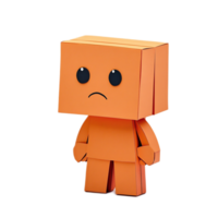 Sad Geometric Character in Papercraft Design Style with Expressive Emotion and Cubic Abstract Figure png