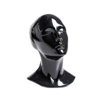 Sleek Black Mannequin Head Sculpture - Contemporary Art Display in Studio Setting png