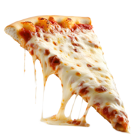Mouthwatering Slice of Gooey Melted Cheese Pizza on White Background png