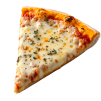 Mouthwatering Slice of Melted Cheese and Veggie Topped Pizza on White Background png