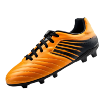 Vibrant Orange and Black Soccer Shoe on White Background Showcasing Sleek Design and Athletic Performance png