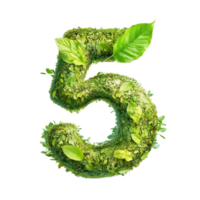 Stylized Leaf Forming the Number 5 in an Environmentally Inspired Design png