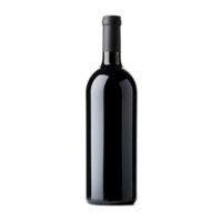 Elegant Dark Red Wine Bottle with Transparent Glass Container for Upscale Dining or png