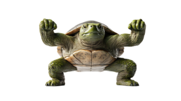 Muscular Turtle Flexing in Aggressive Fighting Pose Symbolizing Strength and Power png