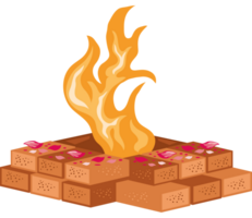 havan kund with bricks and petals png