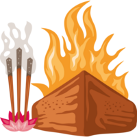 wooen havan kund with sticks and lotus png