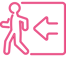 persons exit informative signal neon light png