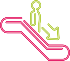 escalators down informative signal neon light png