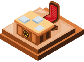 judge desk with documents isometric png
