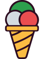 Italian ice cream cone with three scoops png