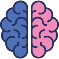 Psychiatry brain split into two hemispheres png