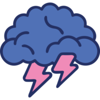 Psychiatry brain with lightning bolt icon png