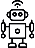 AI robot with interface icon png