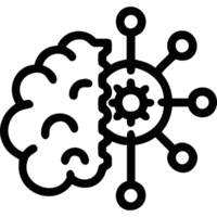 AI brain with cluster network icon png